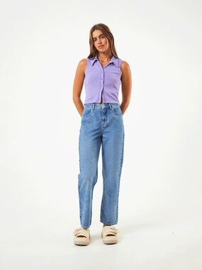 AFENDS Shelby Denim Wide Leg Jeans Worn Blue 28